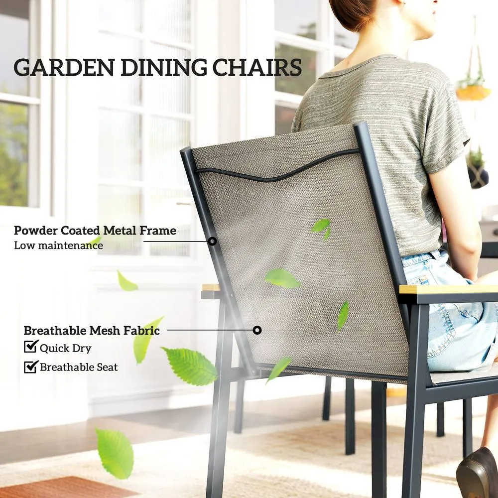 OUTSUNNY 5 Piece Garden Dining Set, Outdoor Table & 4 Chairs in Beige 4