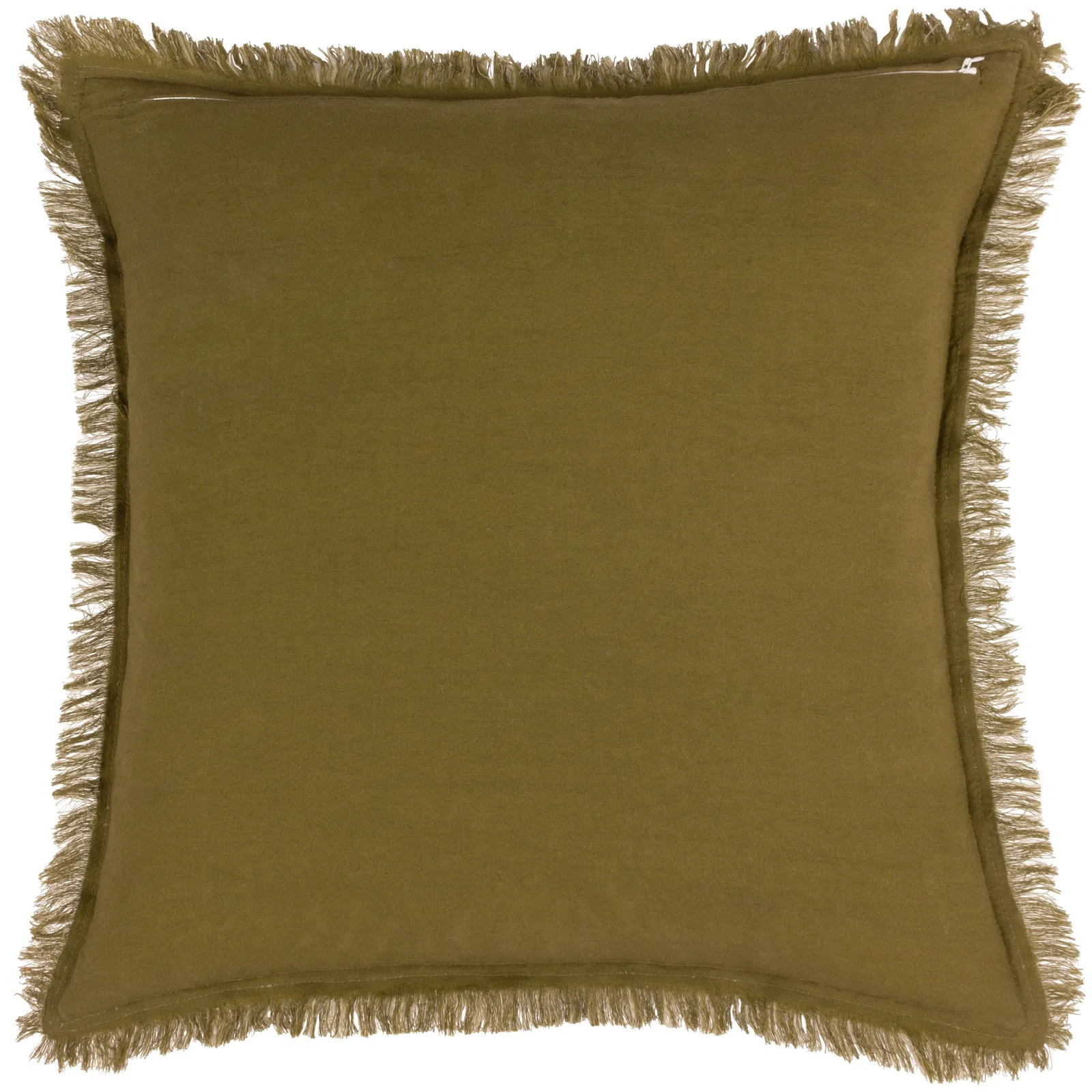Yard Jaye 100% Cotton Velvet Fringed Cushion in Green 3