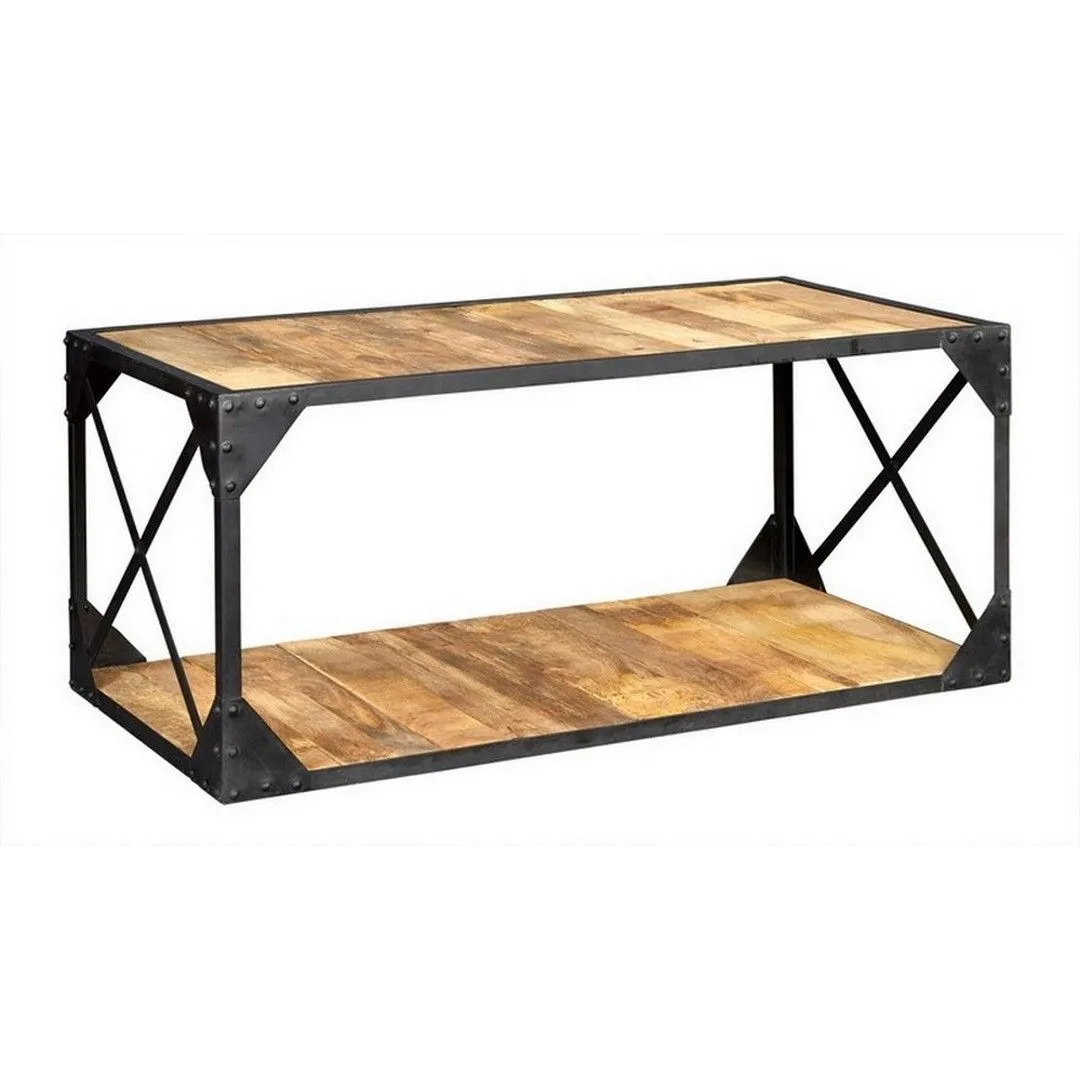 Indian Hub Ascot Coffee Table - Wood - L55 x W100 x H45 cm in Brown