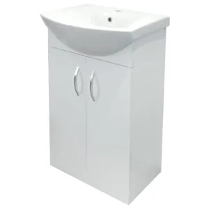 Wickes White Gloss Vanity Unit & Basin - 880 x 555mm 2