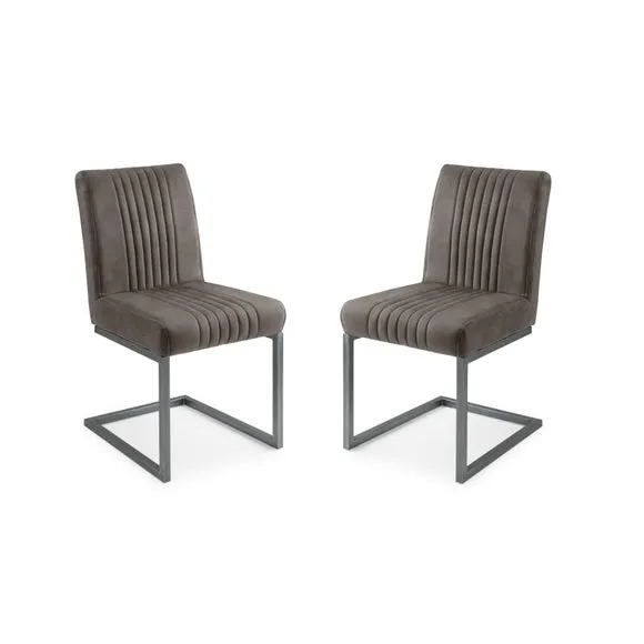 Brooklyn Set Of 2 Dining Chairs, Suede 2