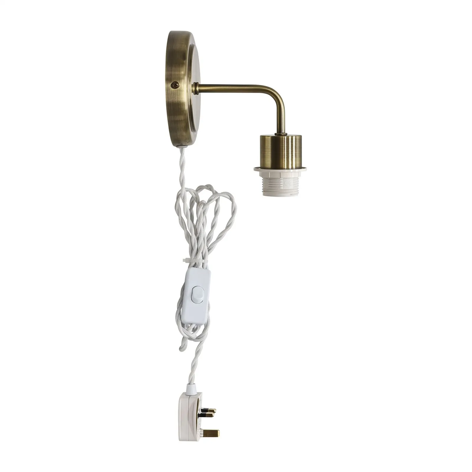 First Choice Lighting Toby - Antique Brass Plug in Wall Light Fitting Glass Not Included in Gold