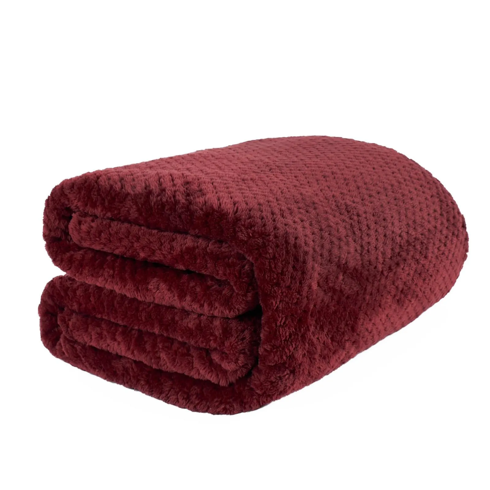 OHS Luxury Large Waffle Honeycomb Mink Warm Throw in Wine