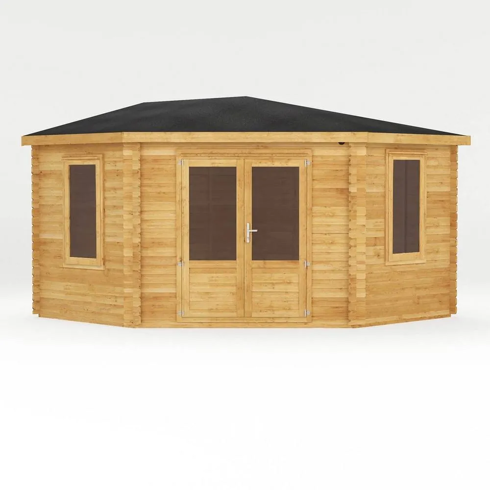 Mercia 4 x 4 m Corner Cabin - 28 mm - L415 x W409 x H286.7 cm - Brown 3