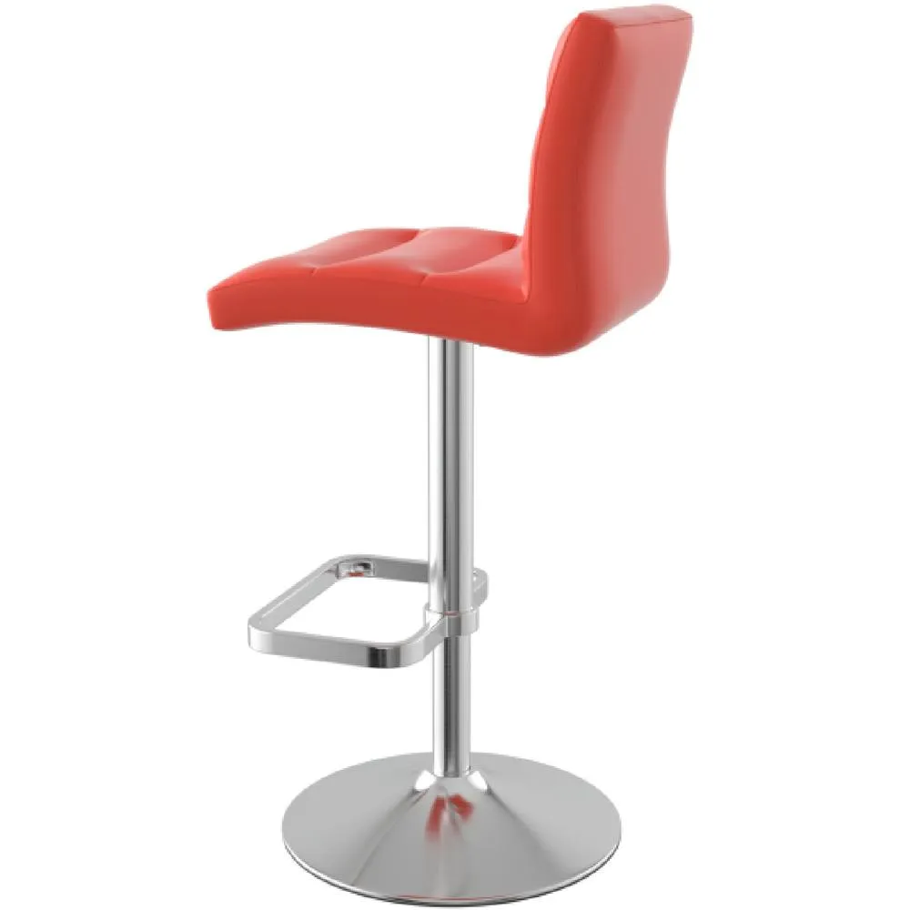 netfurniture Swank Brushed Steel Bar Stool With Faux Leather Padded Seat Red 6