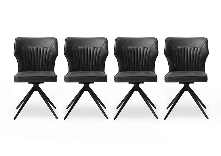 Aydin Set of 4 Swivel Dining Chairs - Dark Grey