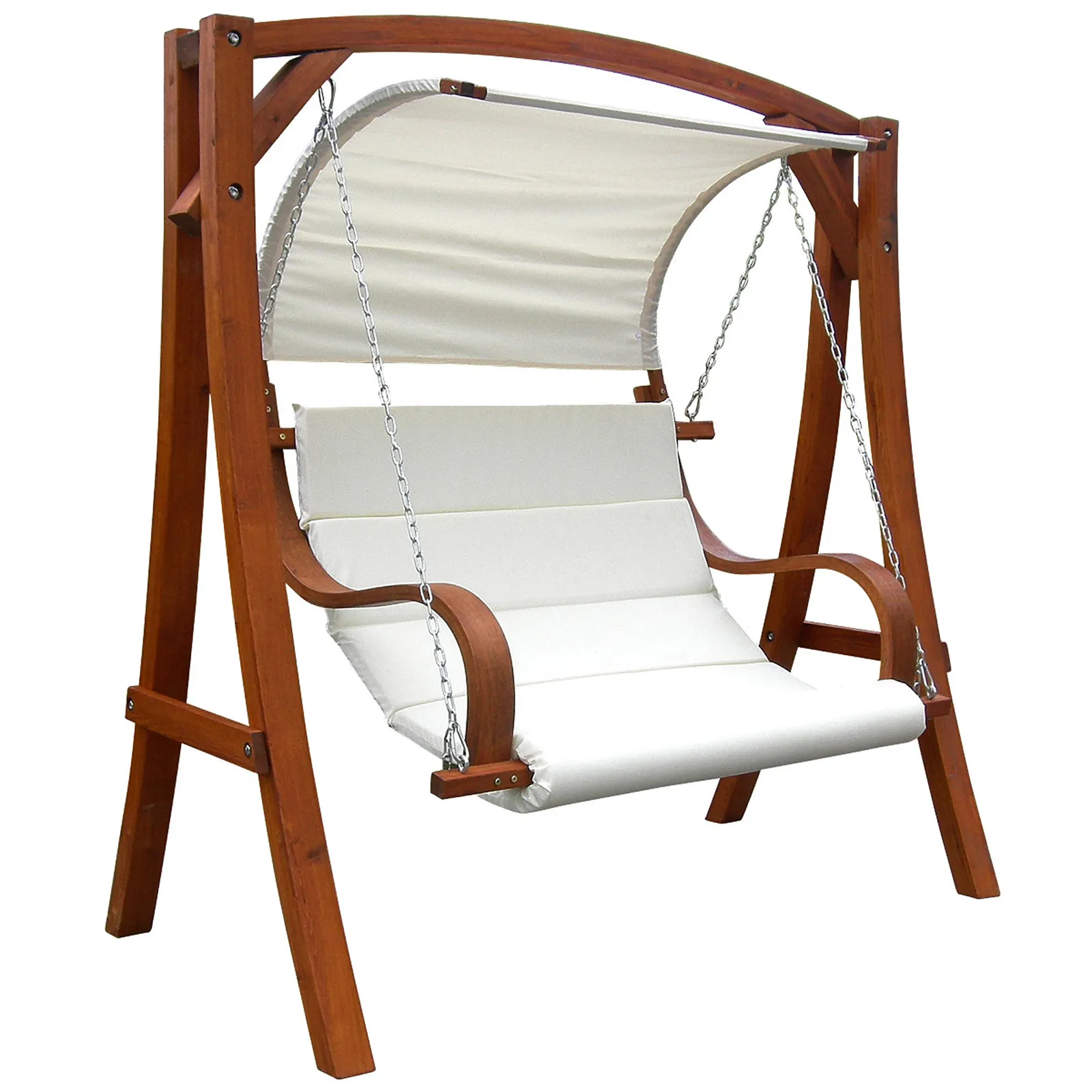 Wooden 3 Seater Swing Chair With Canopy Wood (Brown)