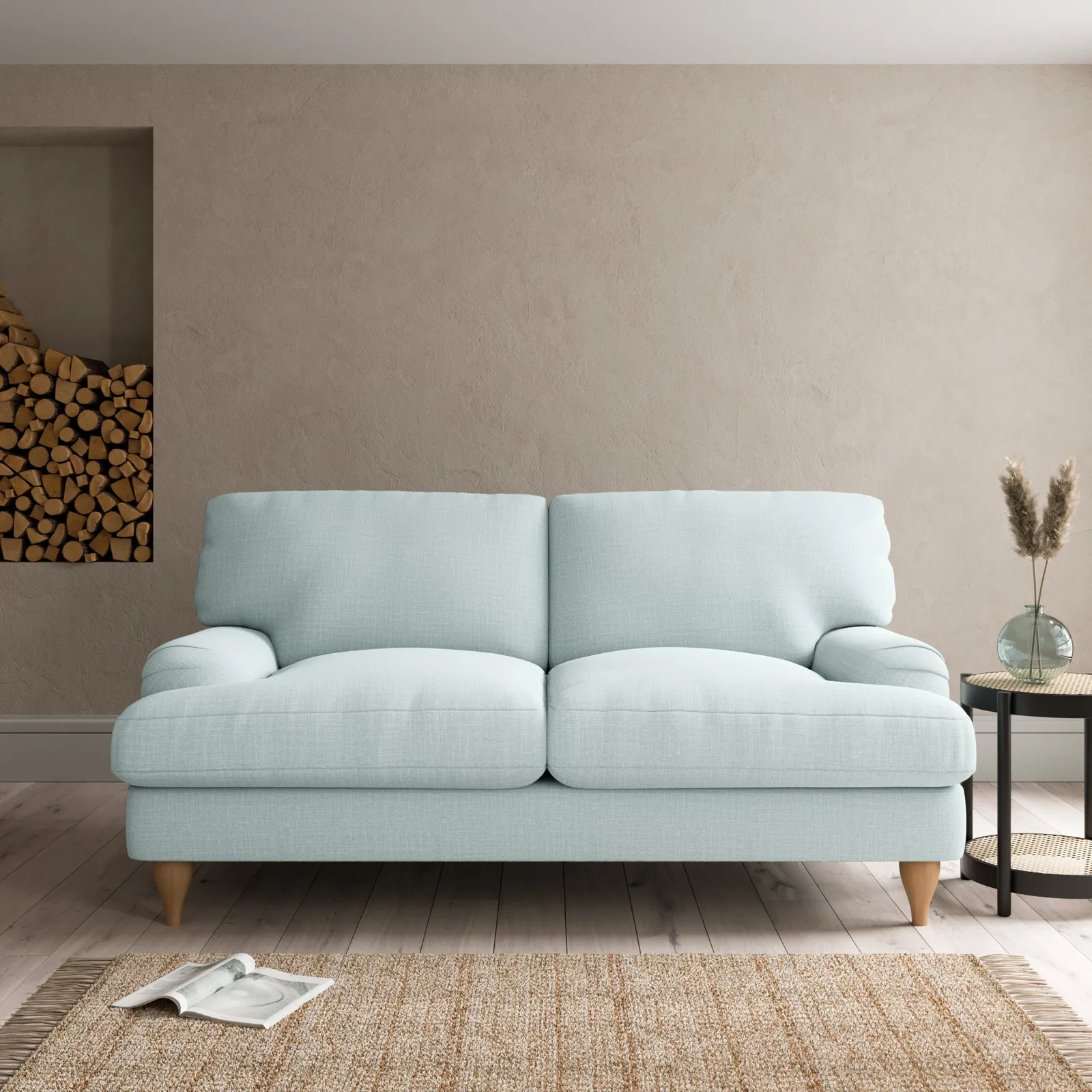 Darwin Slub Cotton Blend 2 Seater Sofa Blue