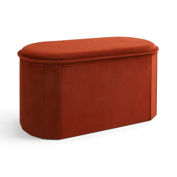 Recycled Velour Lozenge Ottoman with Tray 4