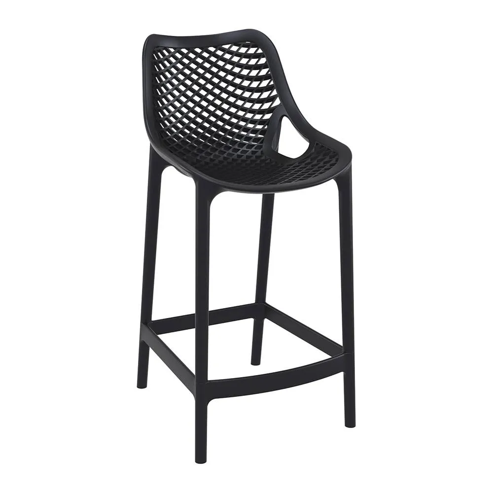 netfurniture Spyro Black Mid Height Bar Stool 65cm - Indoor & Outdoor Use