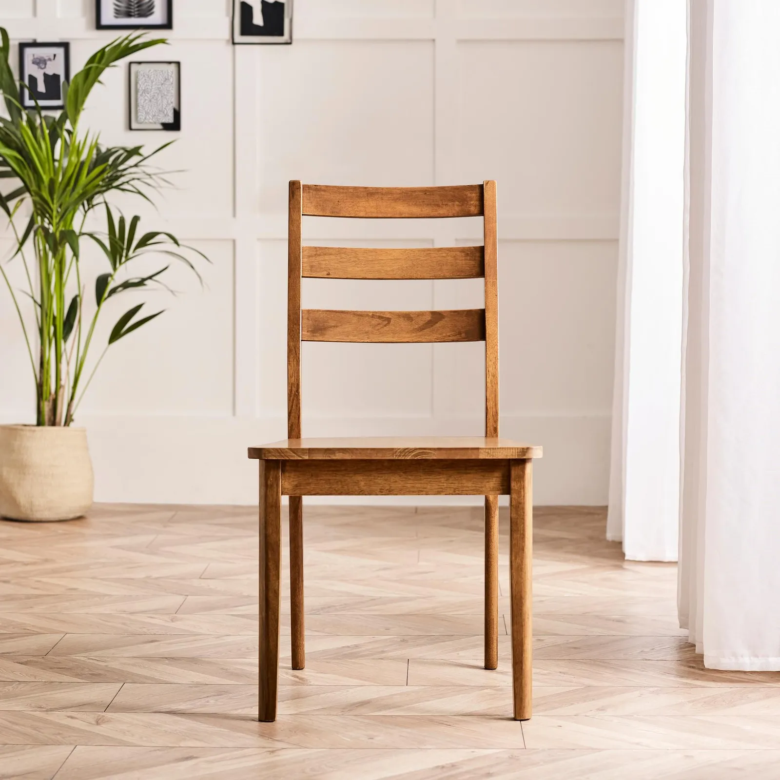 FurnitureboxUK Set of 2 Lynton Wooden Farmhouse Dining Chairs in Walnut 3