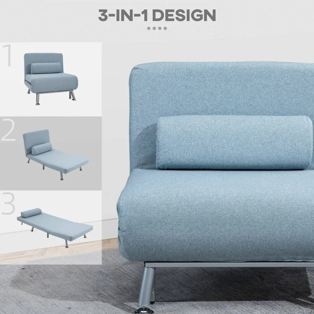 HOMCOM Linen Folding 5 Position Convertible Sleeper Chair Bed, Blue 6