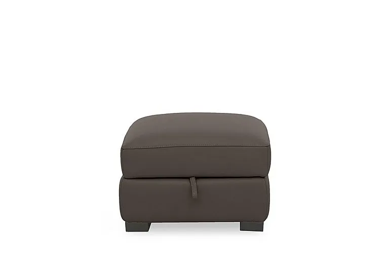 Nova Leather Storage Footstool - Dark Chocolate