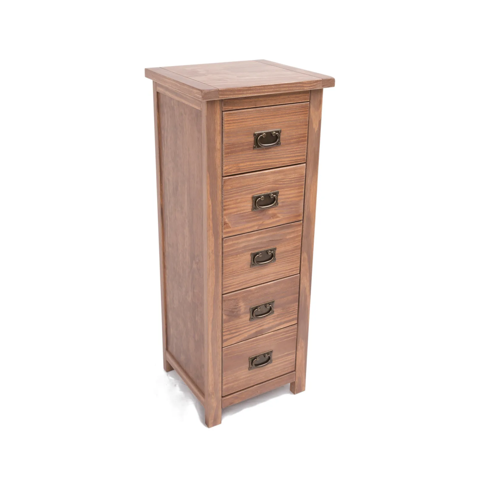 Cabinet Bits Padua 5 Drawer Narrow Chest of Drawers Bras Drop Handle in Brown 3
