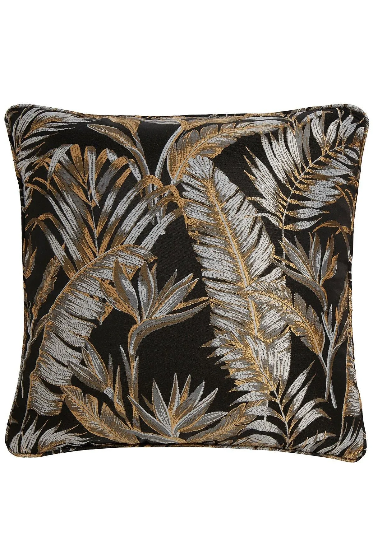 Laurence Llewelyn-Bowen 'Paradise Palm' Jacquard Palm Leaf Filled Cushion in Black 3