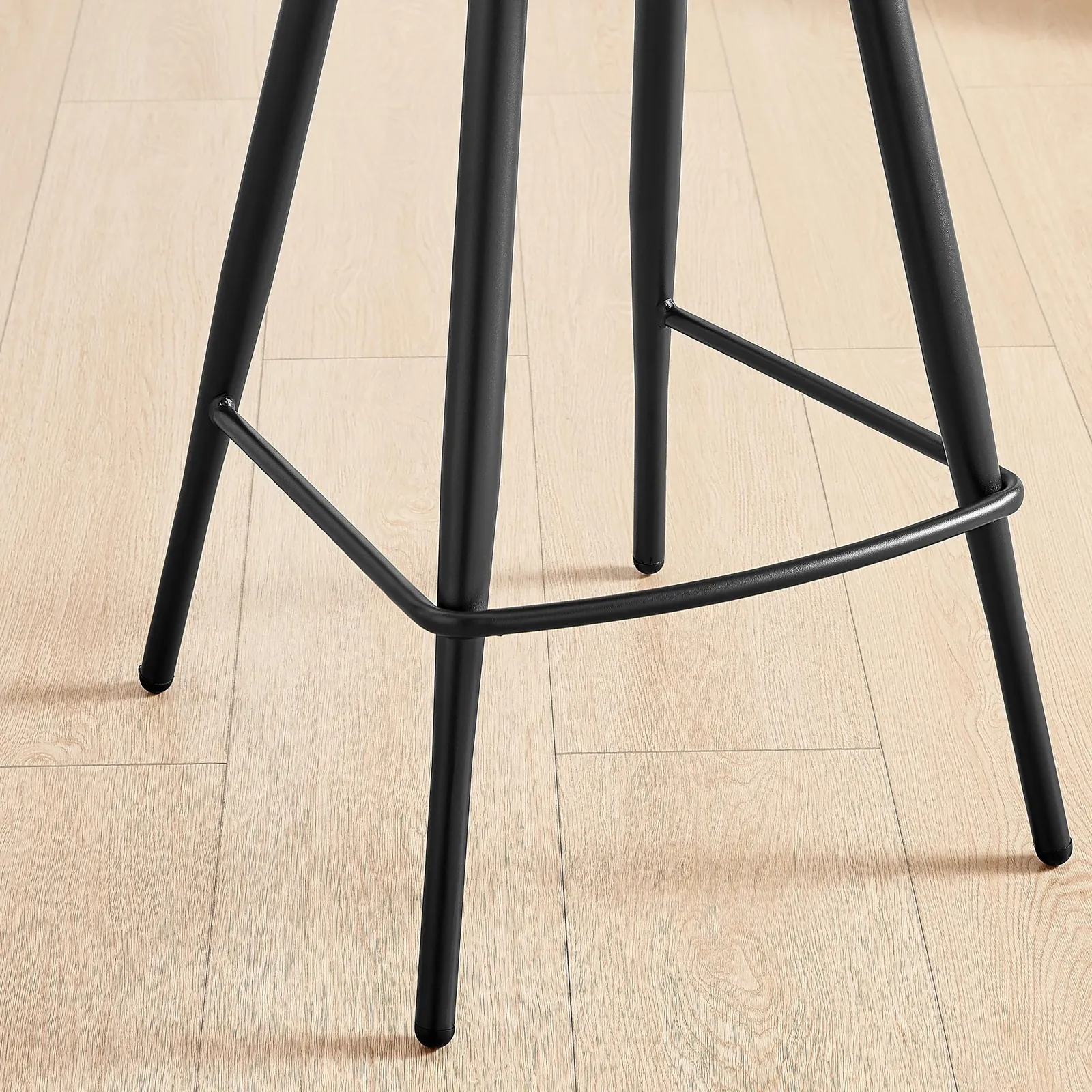 FurnitureboxUK Kai 2x Black Velvet Tan Faux Leather Black Leg Counter Stools 5