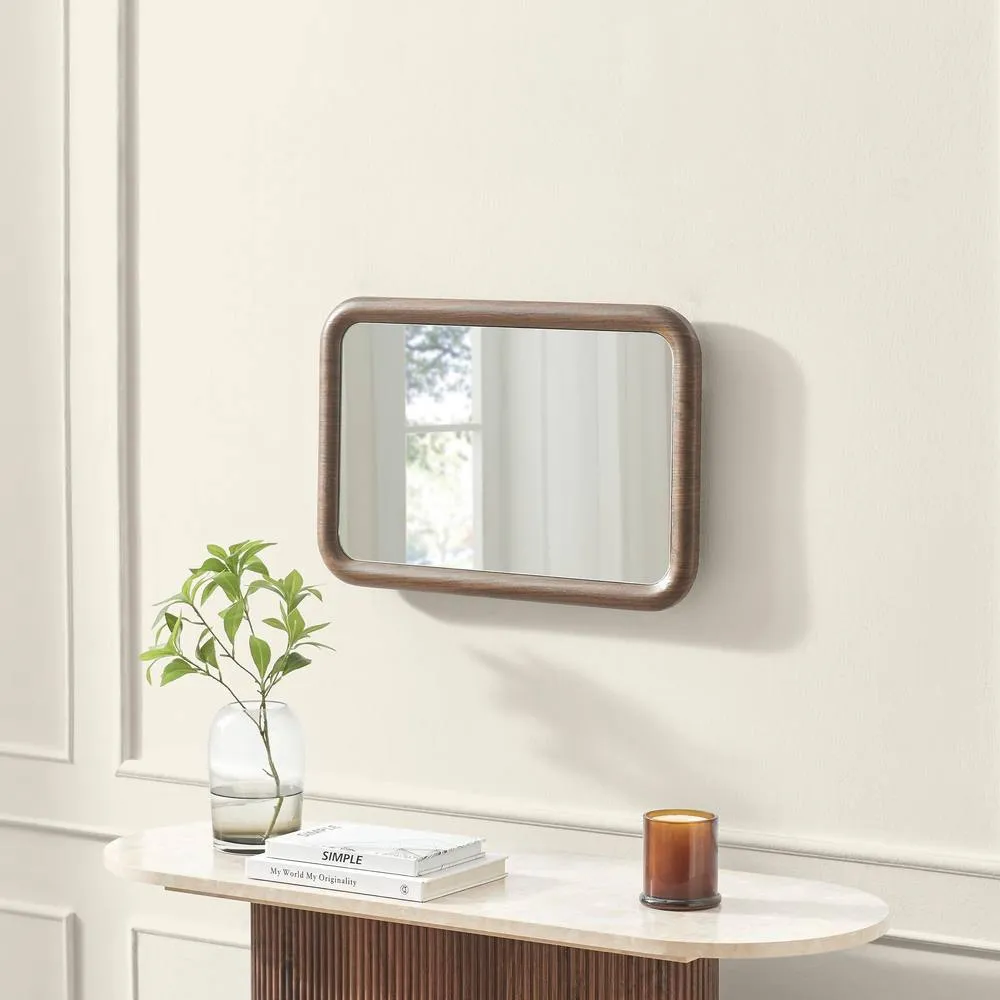 FurnitureboxUK Line Walnut Wood Medium Rectangle 60x40cm Wall Mirror 3