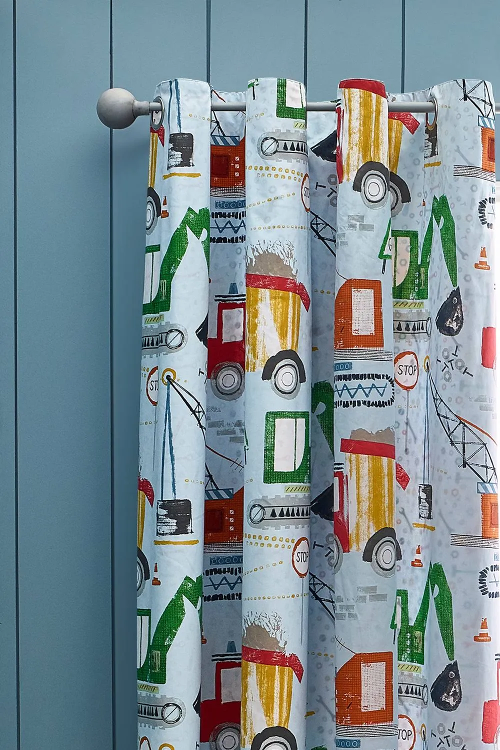 Catherine Lansfield 'Digger Dreams' Fully Reversible Eyelet Curtains in Blue 3