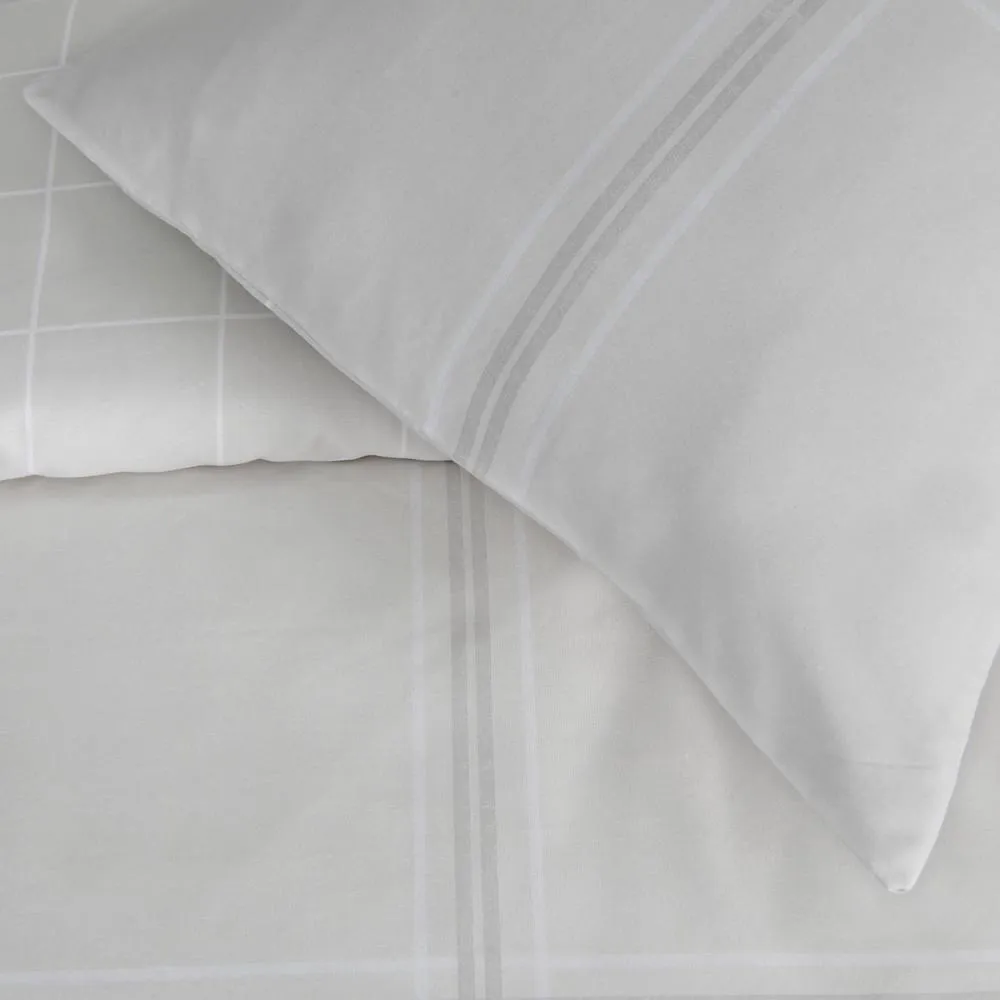 Smart Living Printed Reversible Linear Check Duvet Cover With Pillowcases in Natural 5