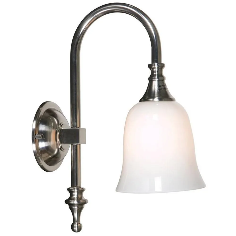 Netlighting Classic Bathroom Wall Light Satin Nickel IP44 in Grey