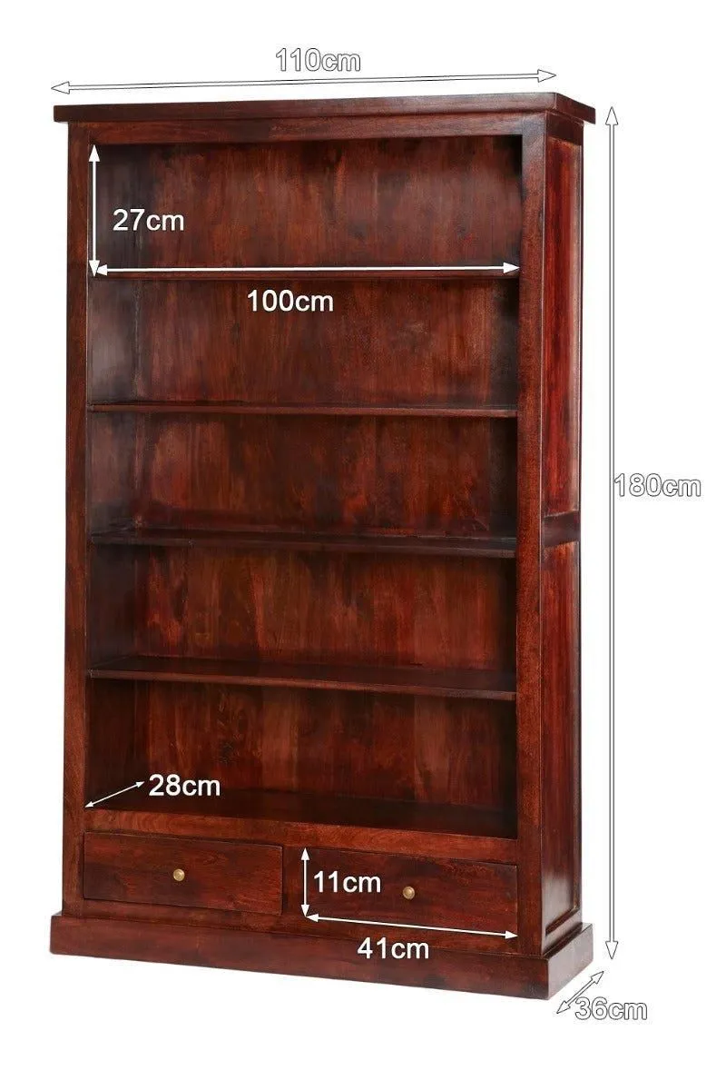 IH Design Mardig Dark Wood Large Bookcase with Drawers in Brown 5