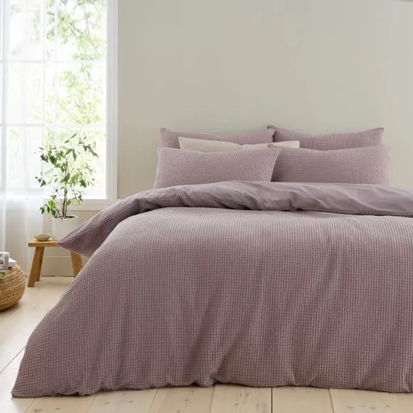 Ashton Waffle 100% Cotton Duvet Cover & Pillowcase Set 1