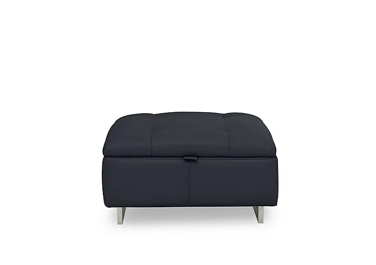 Moet Large Leather Storage Footstool - Navy - Living Room Furniture - In Time for Christmas