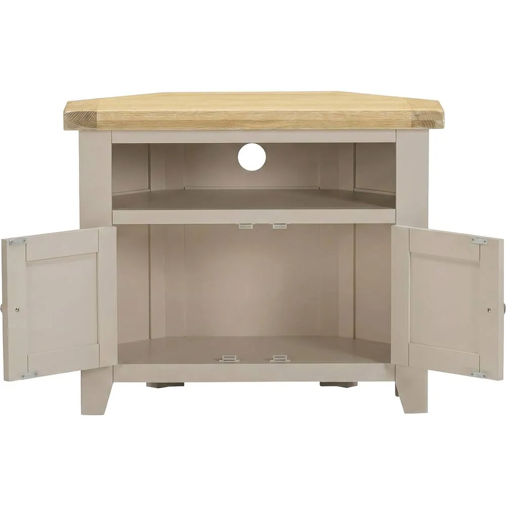 Seconique Windsor Corner Tv Unit (Fully Assembled) - Putty/Oak in Beige 4