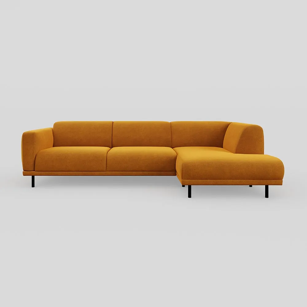 Heal's Harri 3 Str Chaise Sofa RHF Smart Luxe Velvet Cognac 1