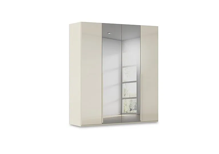 Haven 201cm 4 Door Hinged Wardrobe with 2 Glass and 2 Mirror Doors