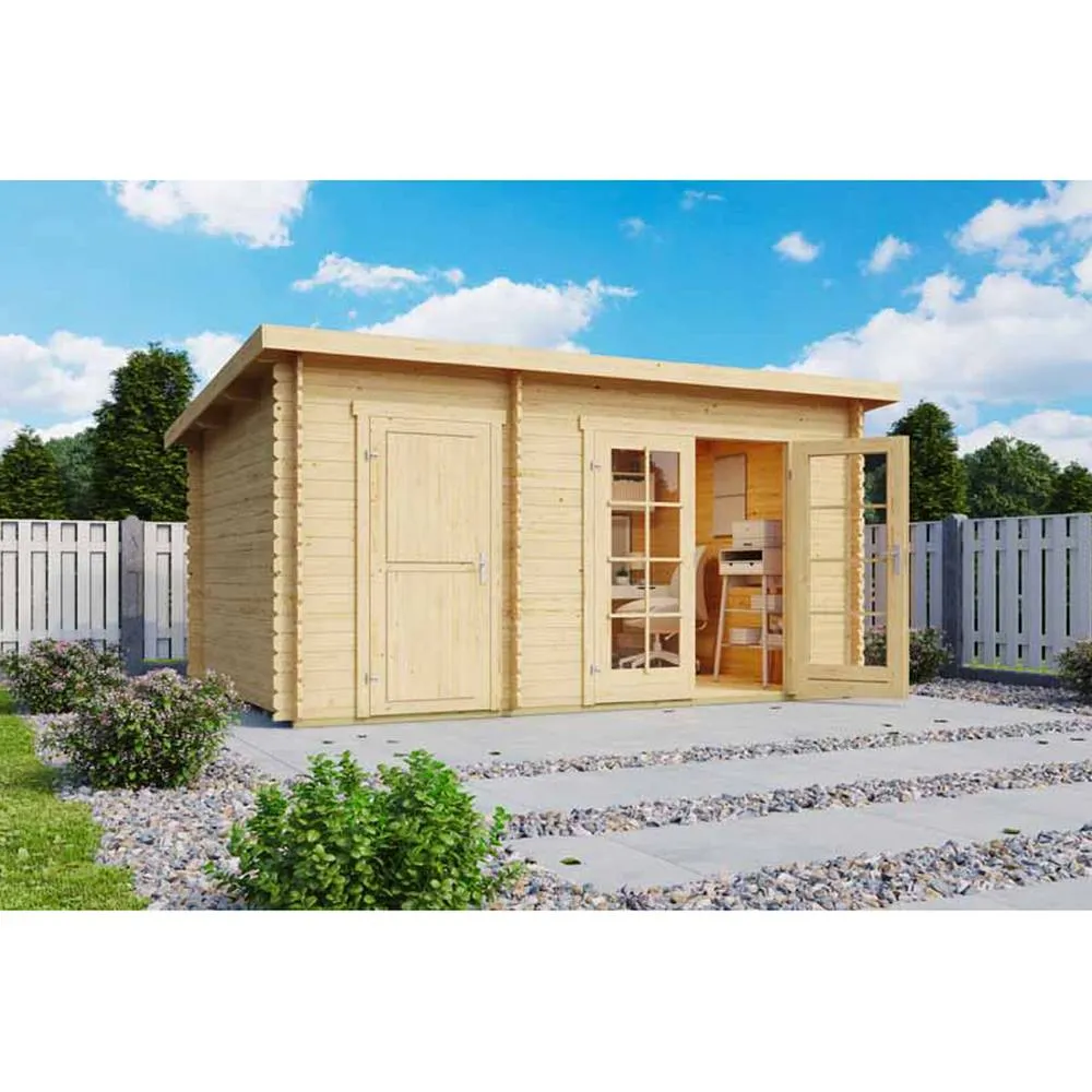 Lasita Maja Ltd Belmont 1-Log Cabin, Garden Room, Home Office - L420xW288.8xH222.3 cm in Light Tan 4