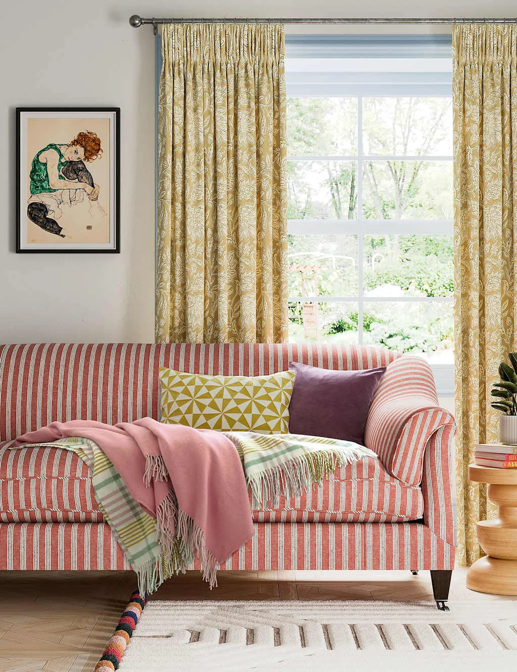 LAND & SHORE Wool Blend Fringed Throw Pink