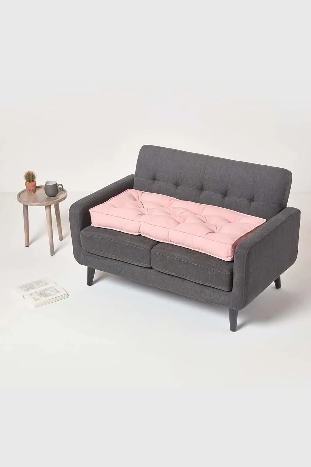 Homescapes Cotton 2 Seater Booster Cushion in Pink 6
