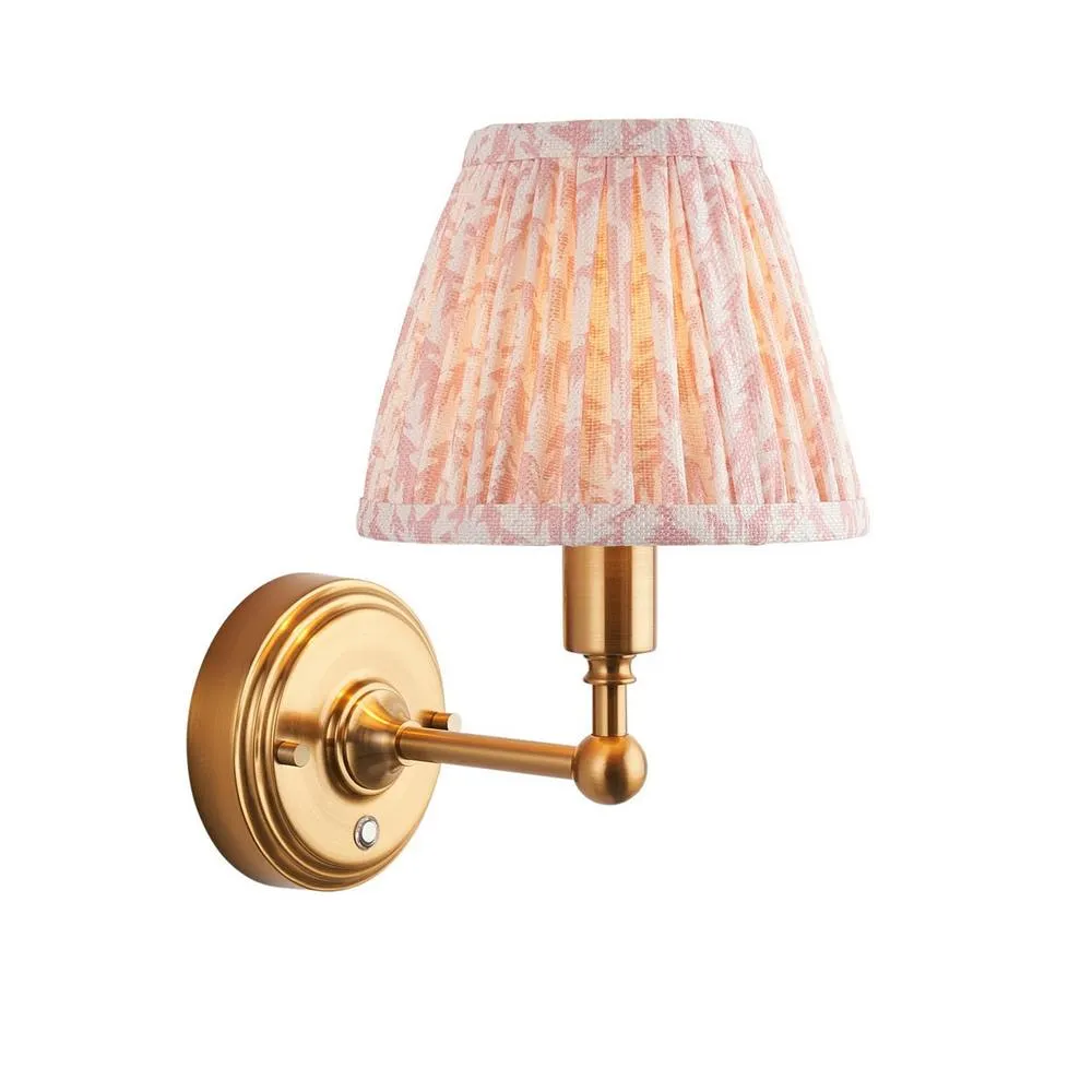 Netlighting Burley Rechargeable Wall Light Peach Fabric Leaf Shade 16cm