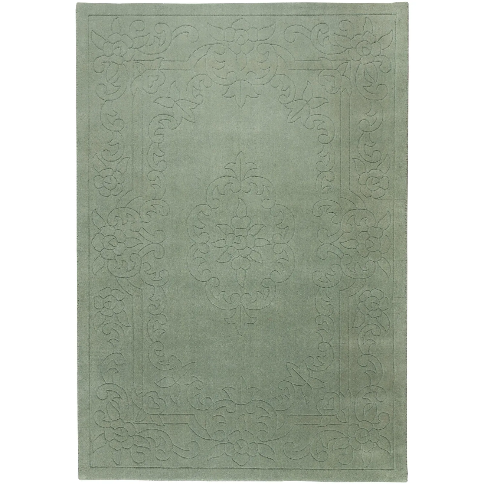 Traditional Sage Wool Rug Green