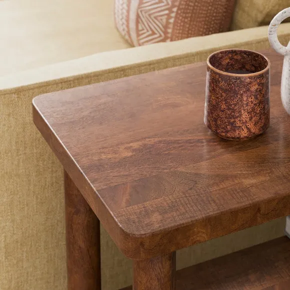 Khari Sofa Side Table, Midtone Mango Wood 4