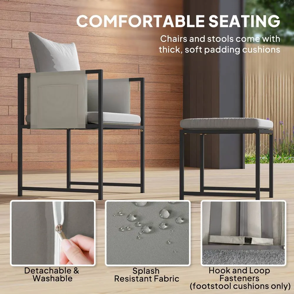 OUTSUNNY 8 Seater Garden Dining Set, Cube Garden Furniture with Cushions in Dark Grey 5