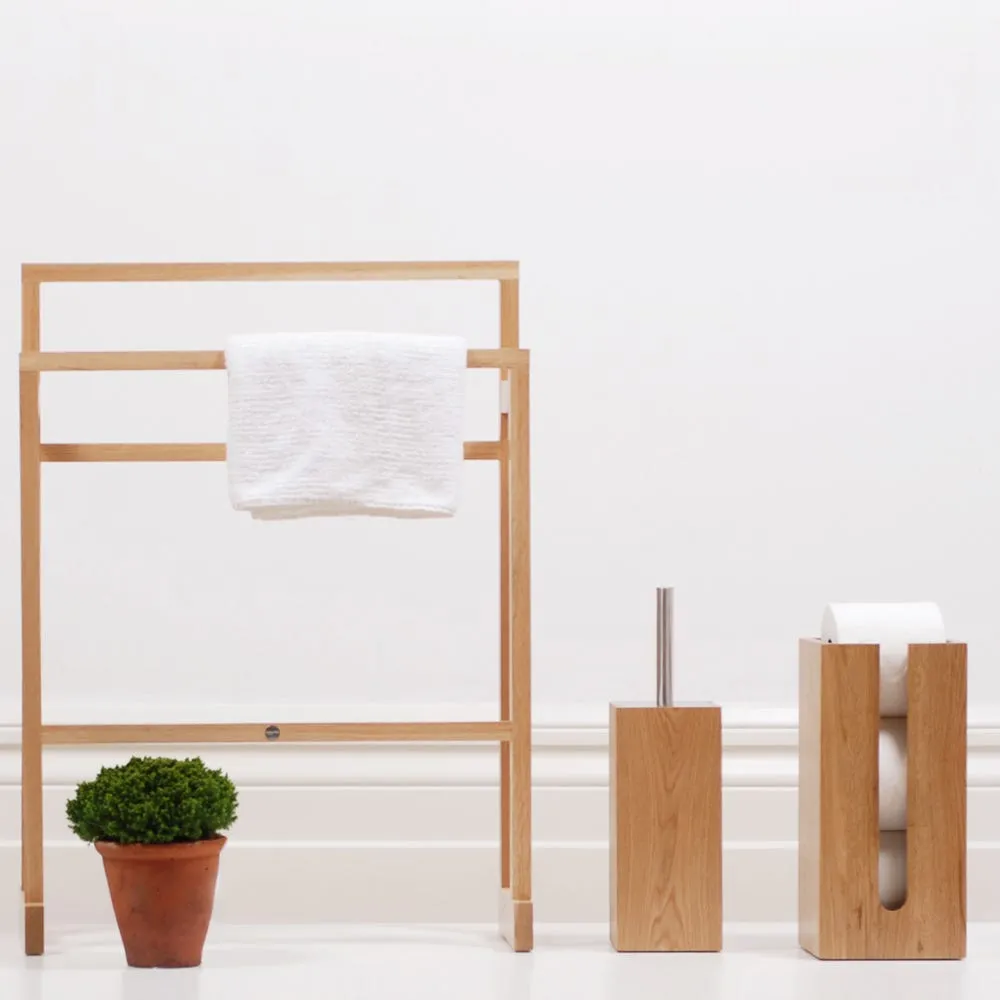 Wireworks Wooden Freestanding Towel Rail Natural Oak Large 4