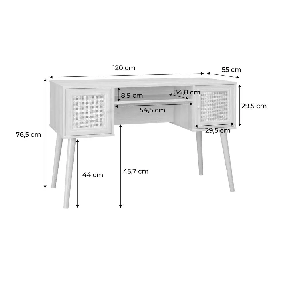 sweeek 2-door desk with wood & cane effect in Dark Brown 6