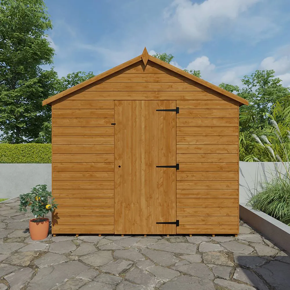 Buttercup Farm 10 x 8 Feet Super Apex 12mm Shed - Solid Wood/Softwood/Pine in Burnt Orange 5