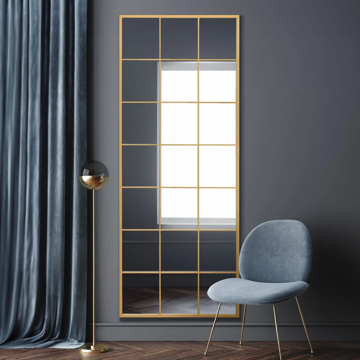 MirrorOutlet Gold Modern Window Leaner / Wall Mirror 79" X 31" (200CM X 80CM) 6