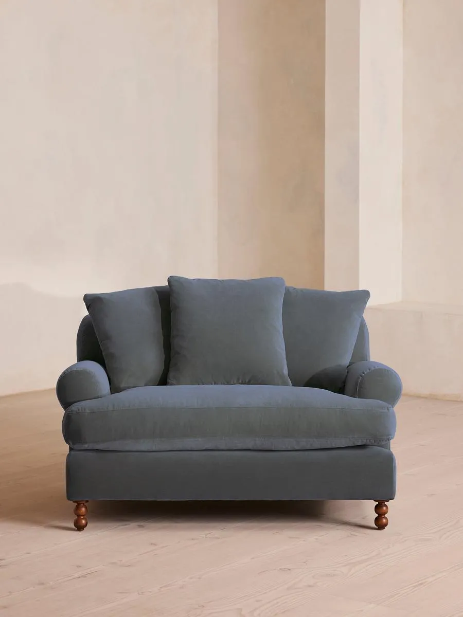 Audrey Loveseat, Velvet, Grey Blue