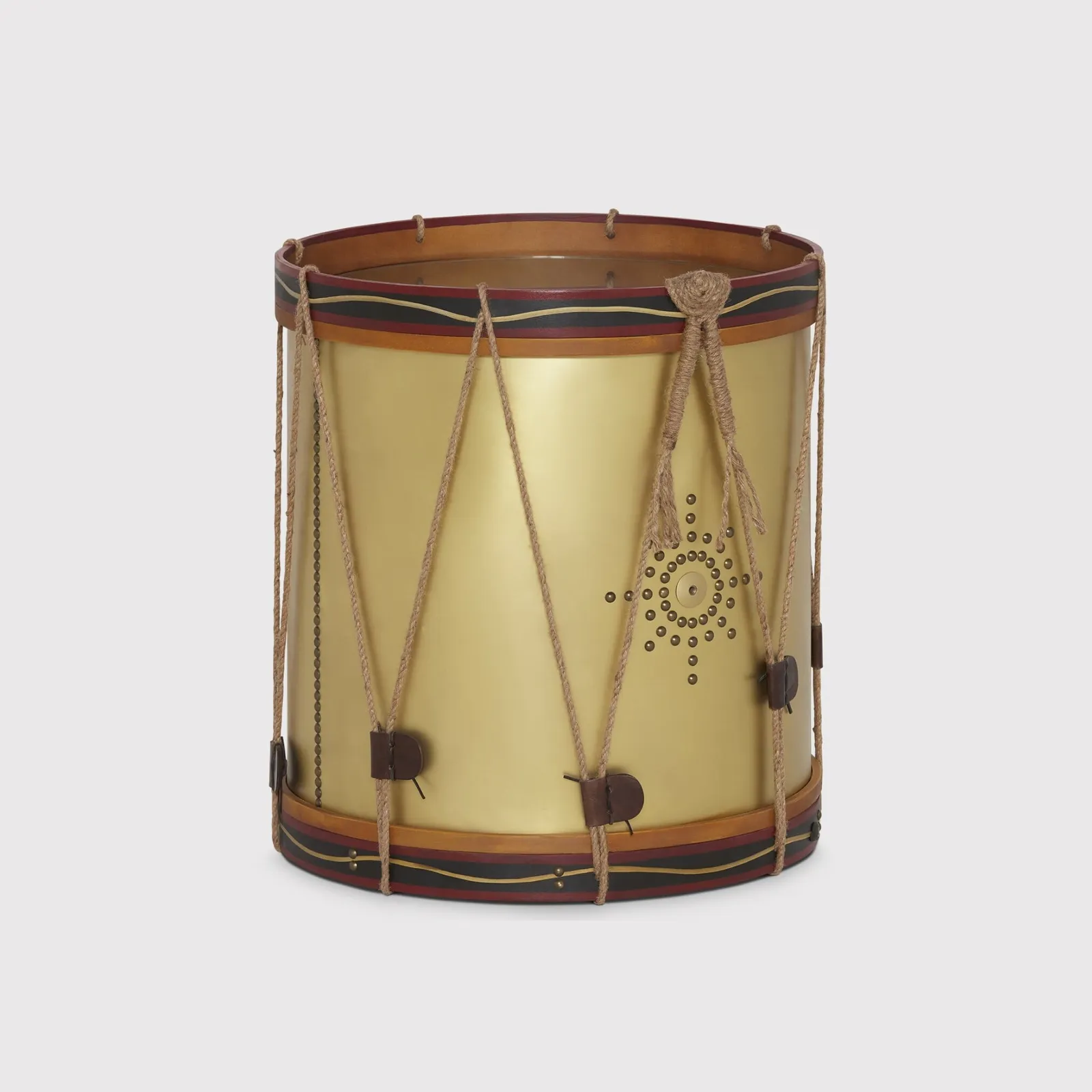 Timothy Oulton Regiment Drum Side Table, Gold Metal | Barker & Stonehouse