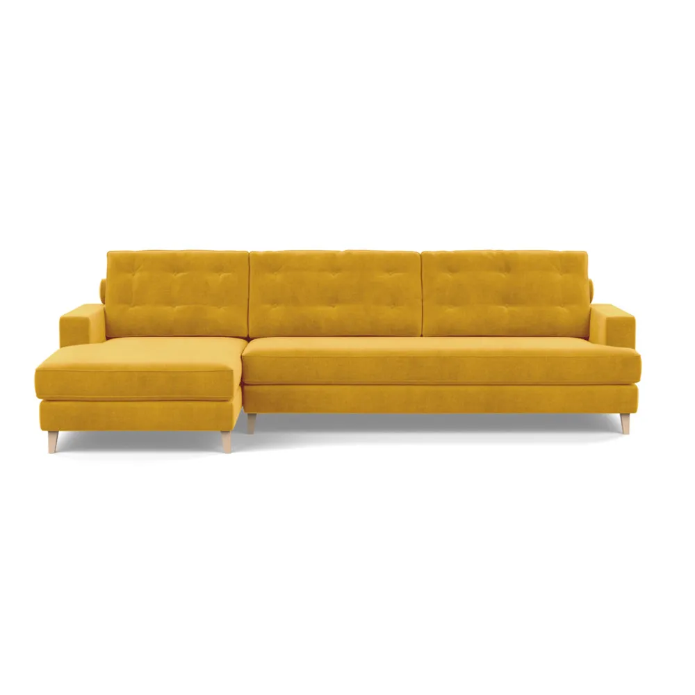 Heal's Mistral Left Hand Facing Corner Sofa Smart Luxe Velvet Canary Natural