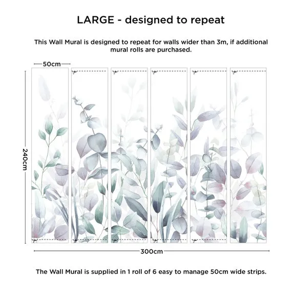 Watercolour Leaves Wall Mural 4