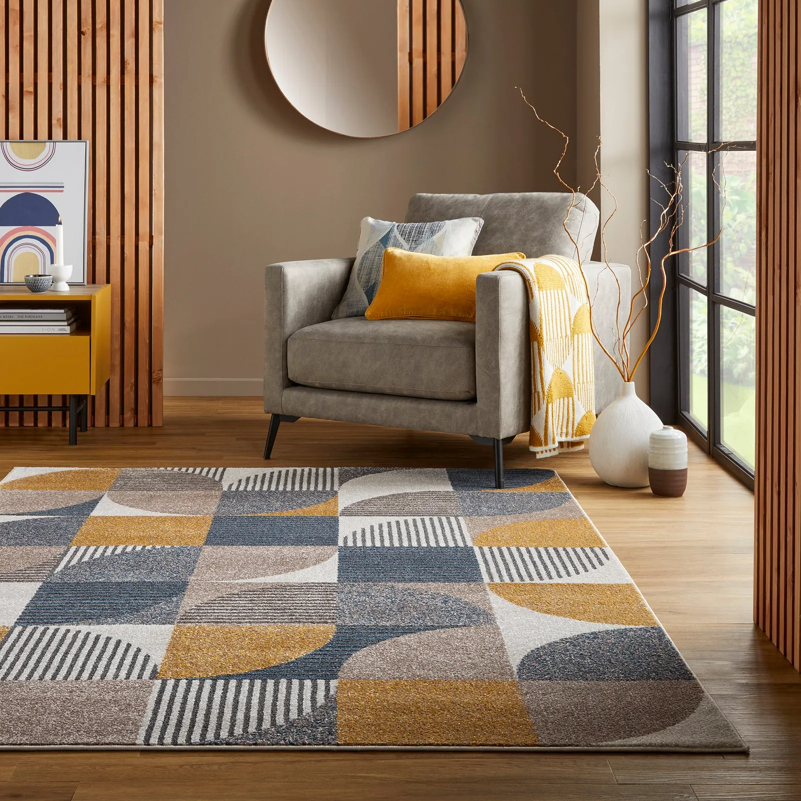 Retro Geo Rug Ochre (Yellow)
