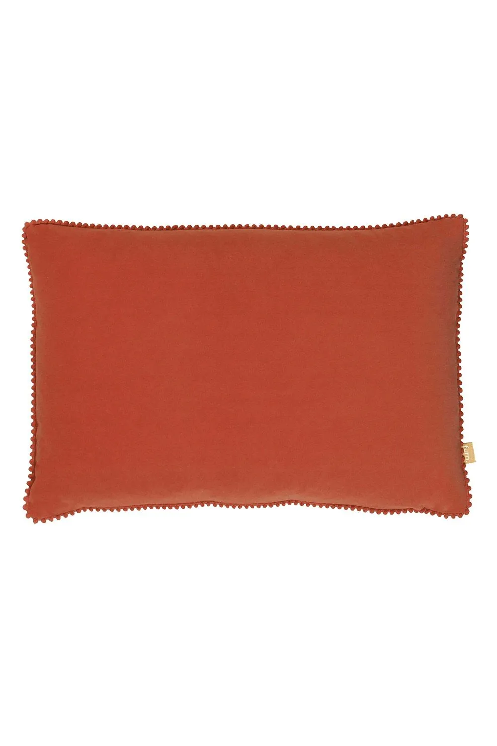 Furn Cosmo Soft Velvet Pom Pom Trimmed Cushion in Red