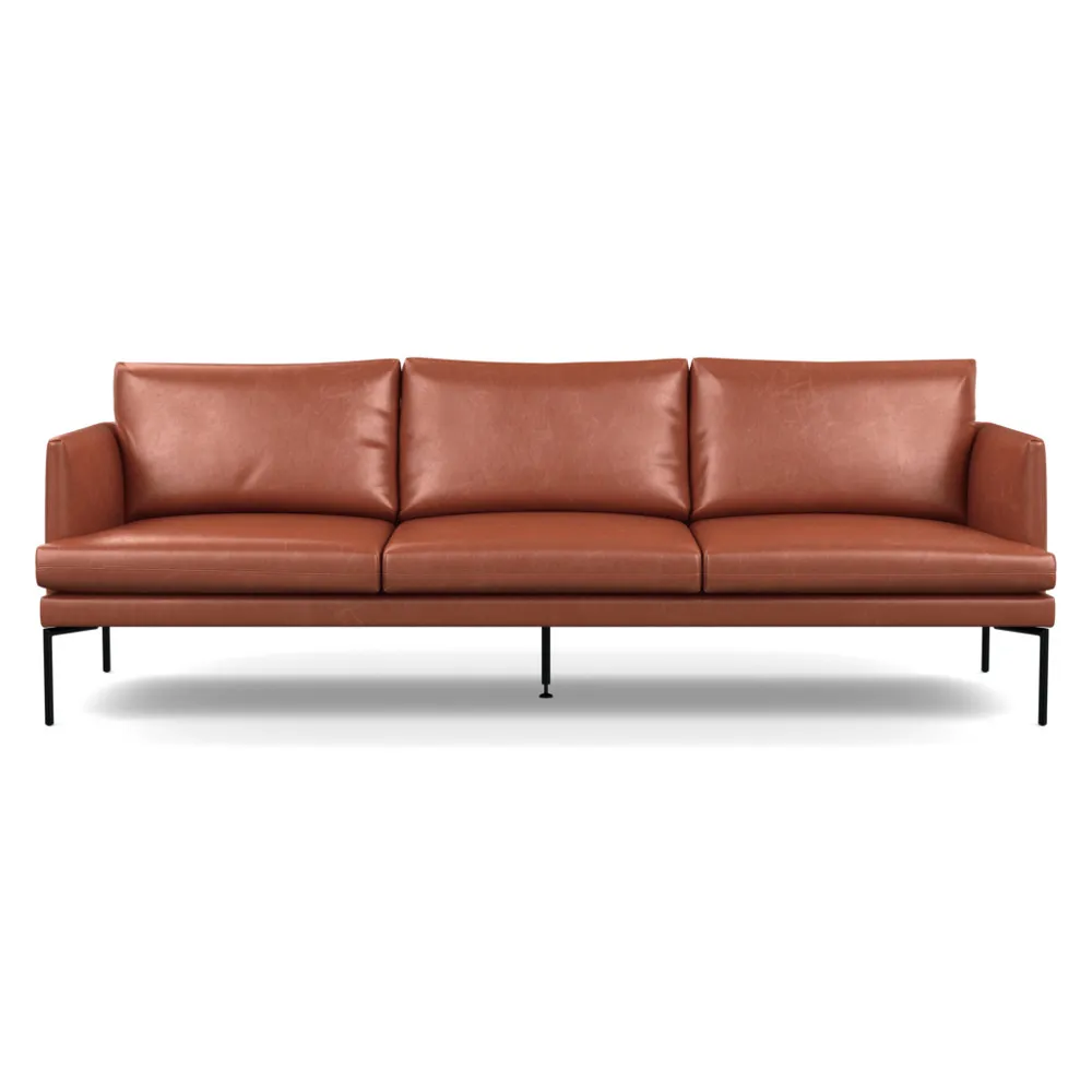 Heal's Matera 4 Seater Sofa Leather Stonewash Light Brown 274 Black Feet 1