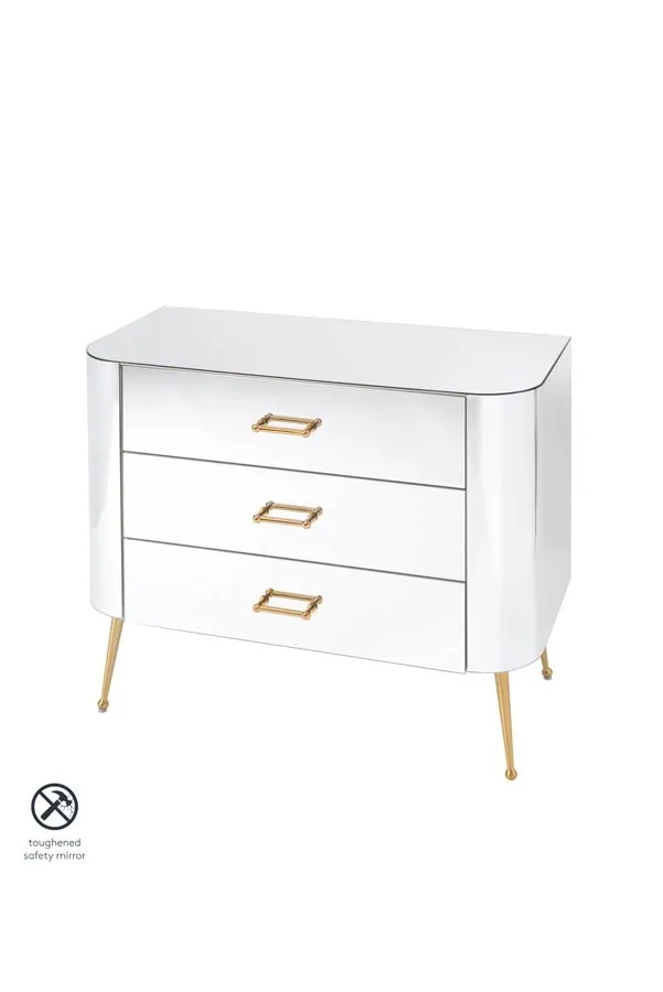 Mason Mirrored Chest of Drawers – Brushed Gold Legs