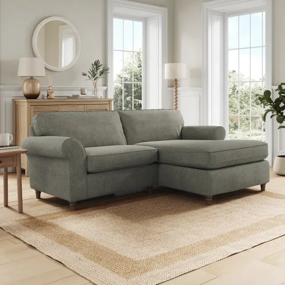 Flori Tonal Plush Chenille Corner Chaise Sofa 1